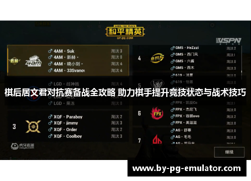 棋后居文君对抗赛备战全攻略 助力棋手提升竞技状态与战术技巧