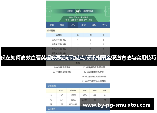 现在如何高效查看英超联赛最新动态与资讯指南全渠道方法与实用技巧